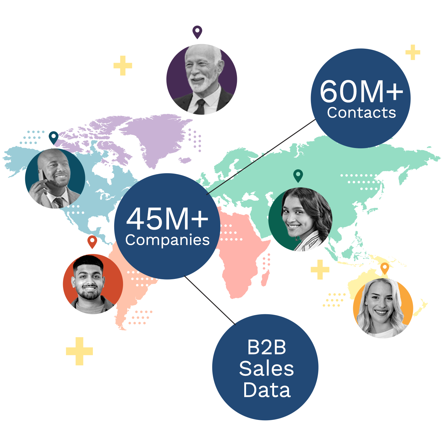 Map with data bubbles